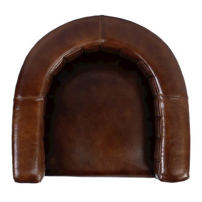 Rockford 29 in. Seat Height Leather Barrel Bar Stool, Black, Brown