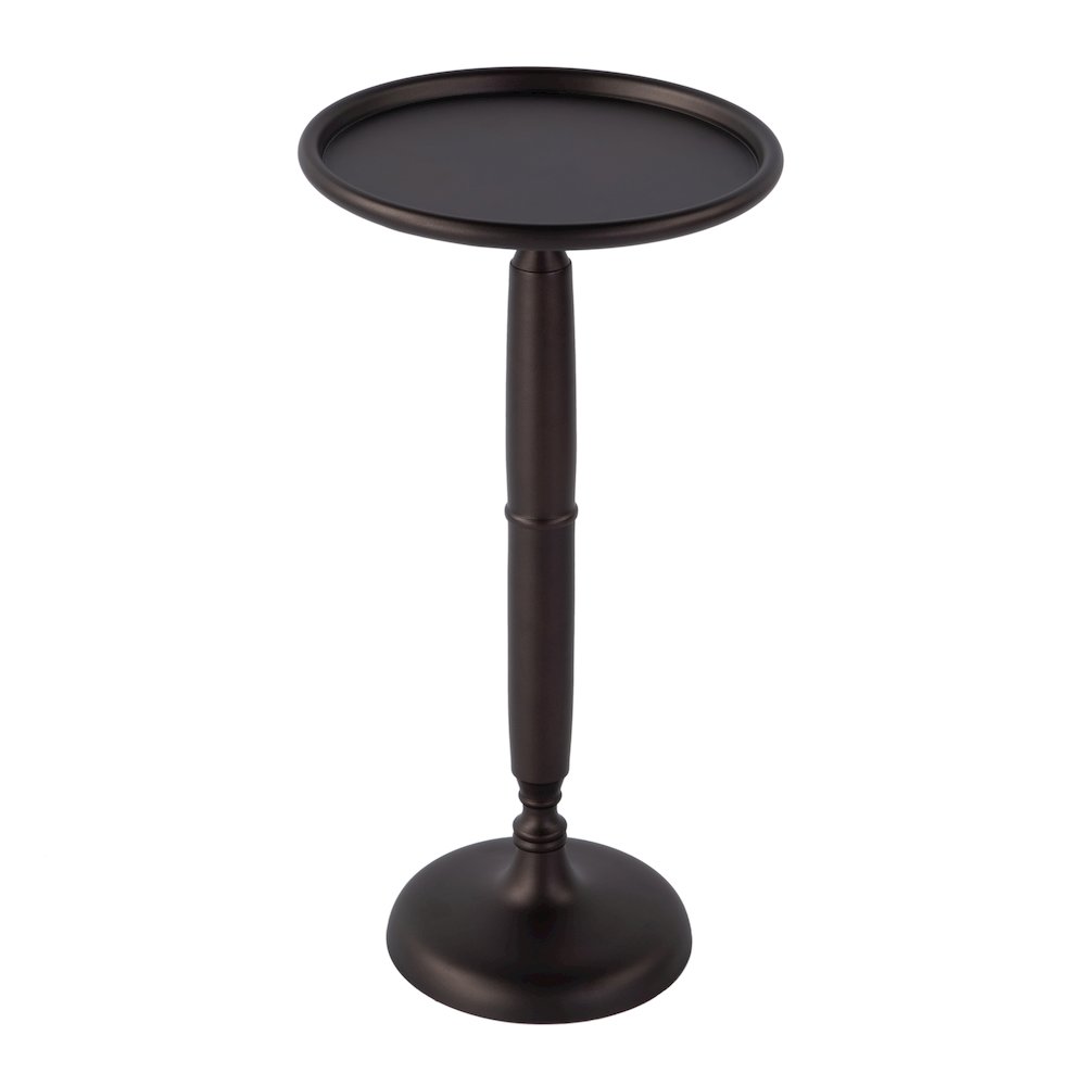 Alexi 12 in. W Round All Metal Pedestal Base End Table, Bronze