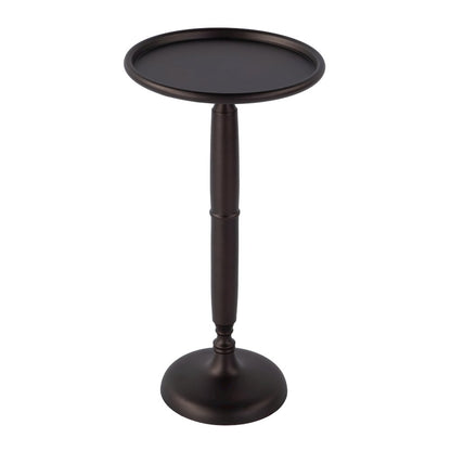 Alexi 12 in. W Round All Metal Pedestal Base End Table, Bronze