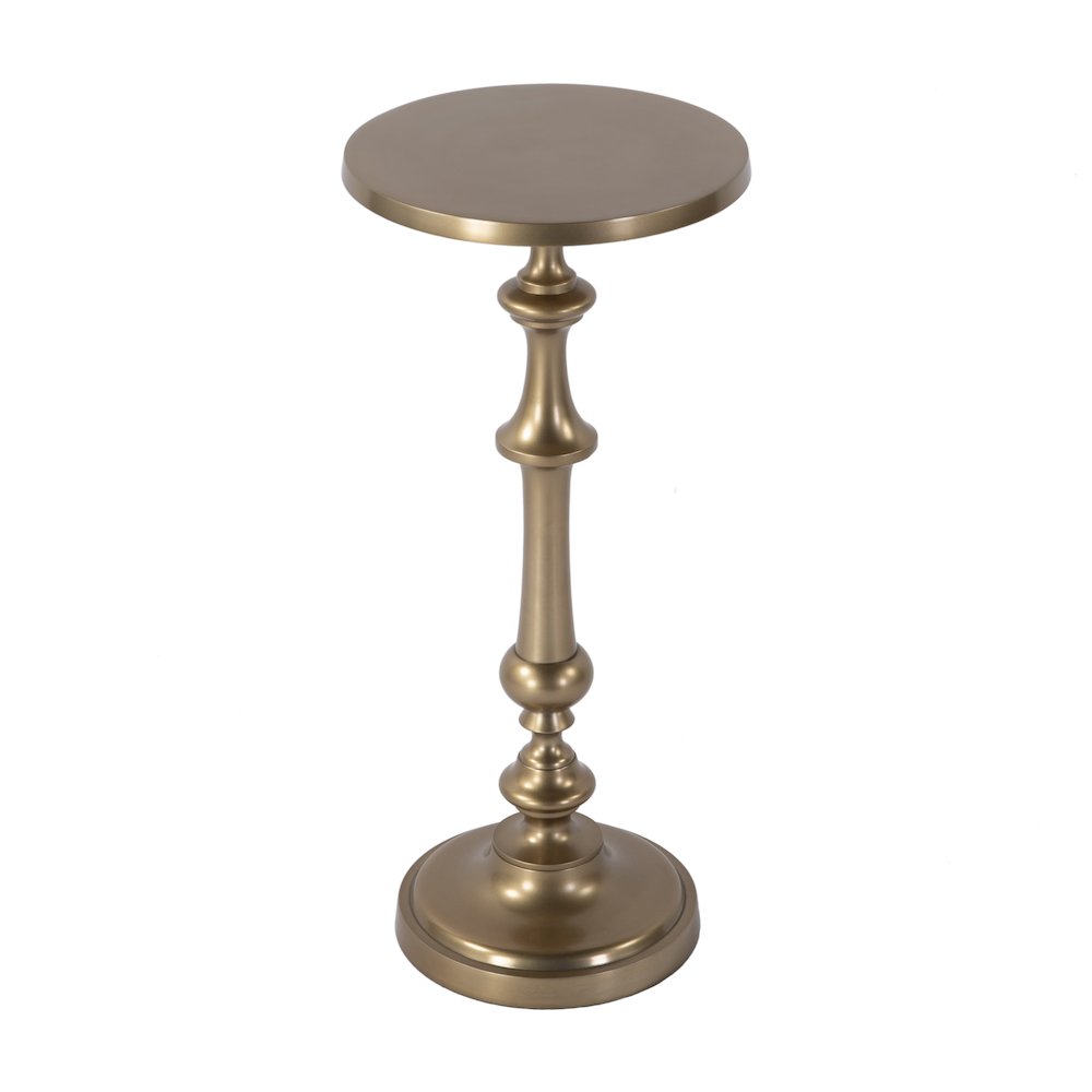 Bartel 10.25 in. W Round Metal Pedestal Base End Table, Antique Gold