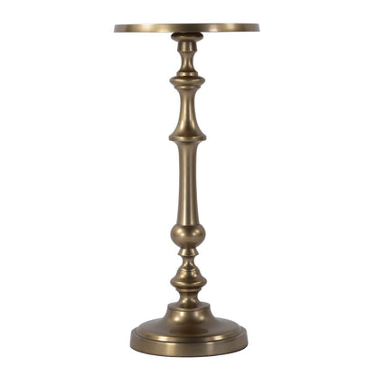 Bartel 10.25 in. W Round Metal Pedestal Base End Table, Antique Gold