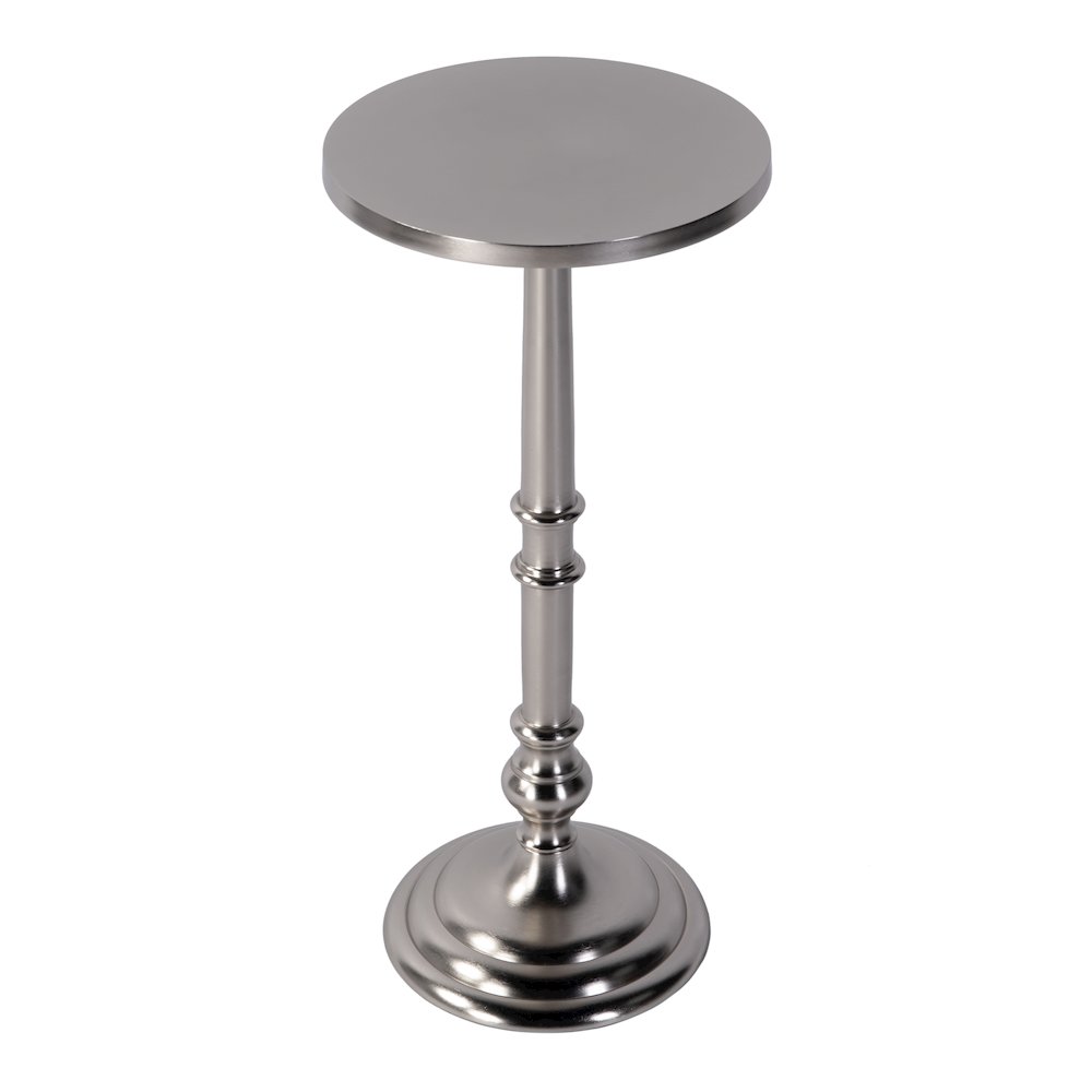 Garland 10 in. W Round All Metal Pedestal Base End Table, Silver