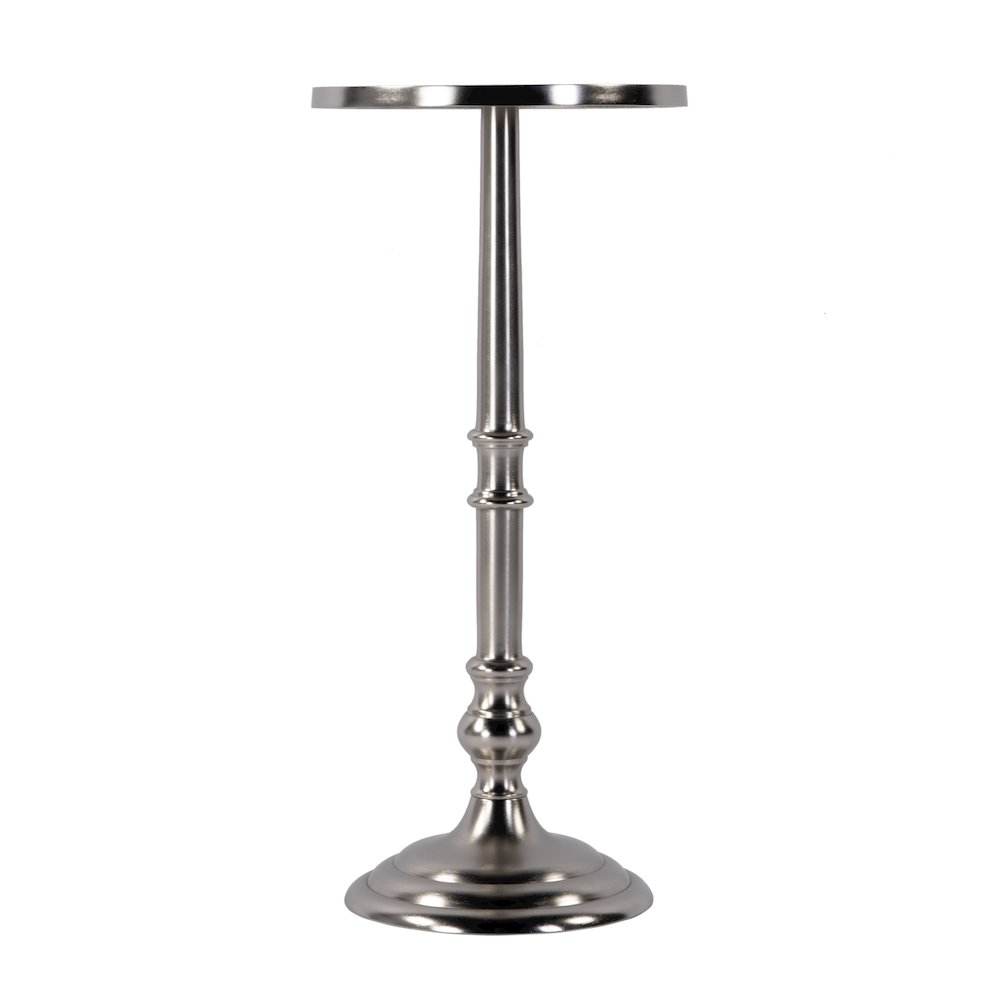 Garland 10 in. W Round All Metal Pedestal Base End Table, Silver