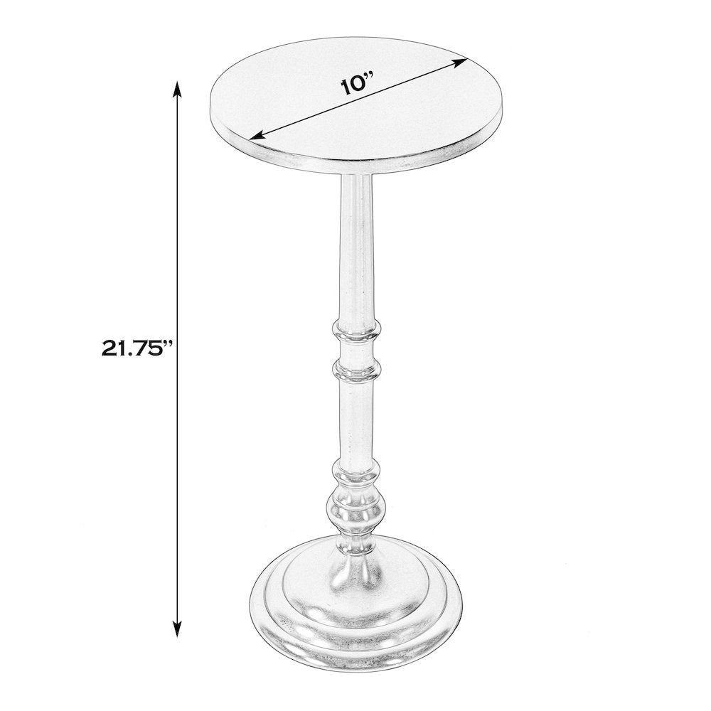 Garland 10 in. W Round All Metal Pedestal Base End Table, Silver