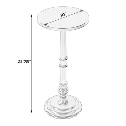Garland 10 in. W Round All Metal Pedestal Base End Table, Silver