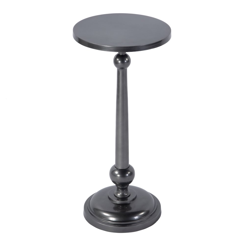 Sterling 10 in. W Round All Metal Pedestal Base End Table, Silver