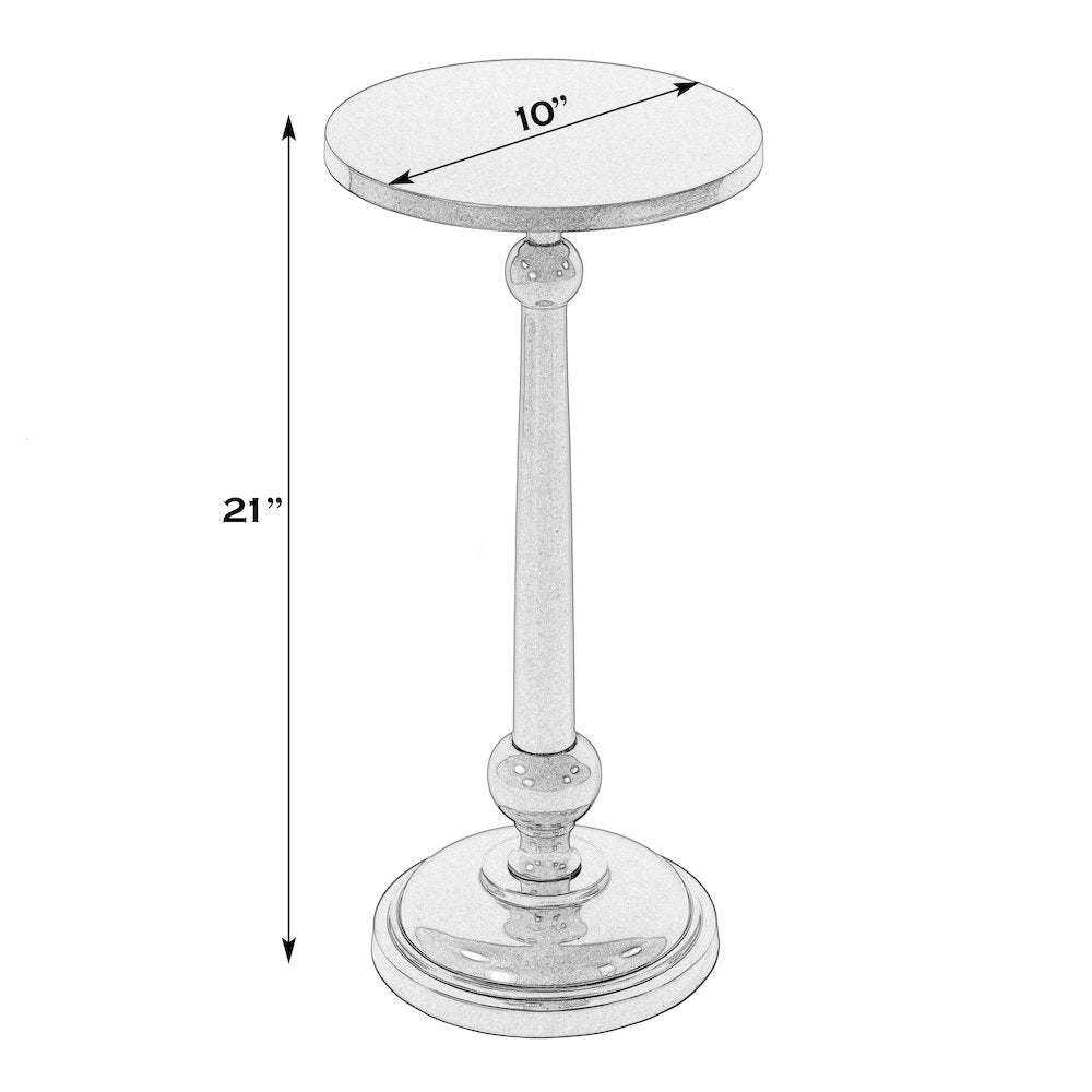 Sterling 10 in. W Round All Metal Pedestal Base End Table, Silver