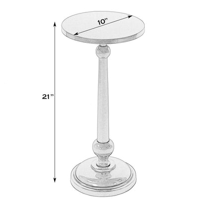 Sterling 10 in. W Round All Metal Pedestal Base End Table, Silver