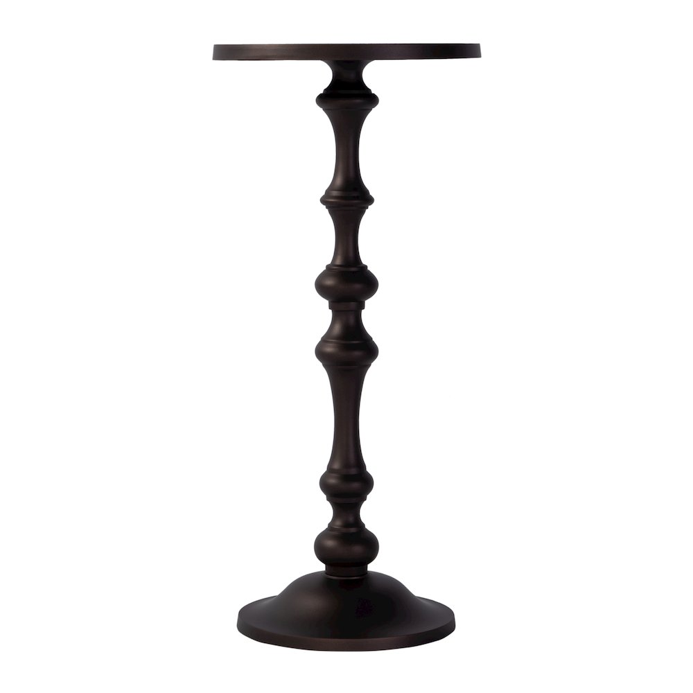 Passeo 10 in. W Round All Metal Pedestal Base End Table, Bronze