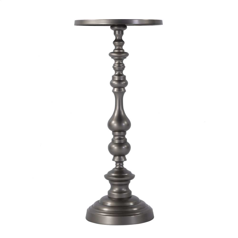 Mario 10 in. W Round All Metal Pedestal Base End Table, Silver