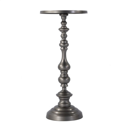 Mario 10 in. W Round All Metal Pedestal Base End Table, Silver