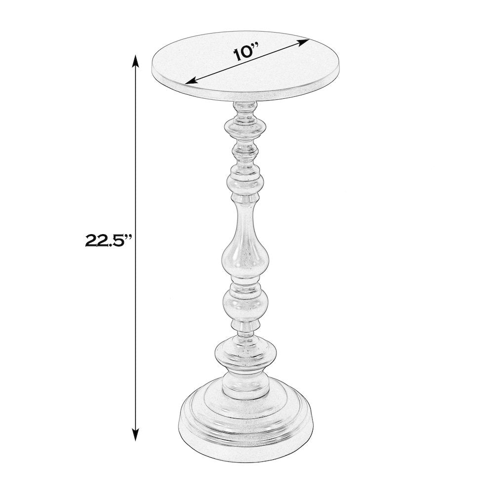 Mario 10 in. W Round All Metal Pedestal Base End Table, Silver