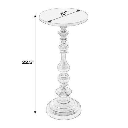 Mario 10 in. W Round All Metal Pedestal Base End Table, Silver