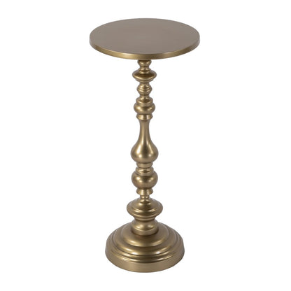 Mario 10 in. W Round All Metal Pedestal Base End Table, Antique Gold