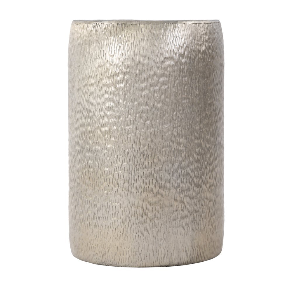 Sahara 12 in. W Round Stainless Steel End Table, Antique Gold
