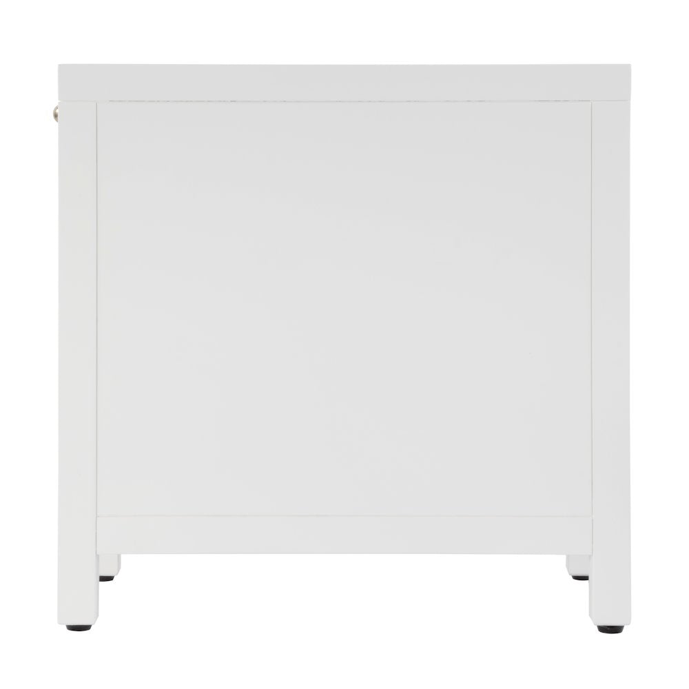 Nora 12 in. W Rectangular Wood 1 Door Narrow End Table with Pull-Out Tray, White
