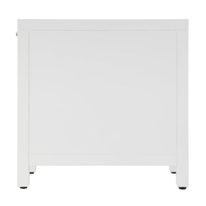 Nora 12 in. W Rectangular Wood 1 Door Narrow End Table with Pull-Out Tray, White