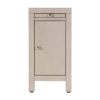 Nora 12 in. W Rectangular Wood 1 Door Narrow End Table with Pull-Out Tray, Taupe