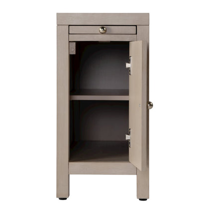 Nora 12 in. W Rectangular Wood 1 Door Narrow End Table with Pull-Out Tray, Taupe