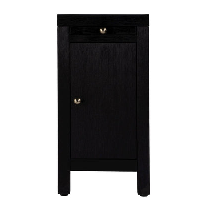 12 in. W Rectangular Wood 1 Door Narrow End Table with Pull-Out Tray, Coffee