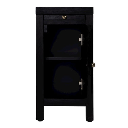 12 in. W Rectangular Wood 1 Door Narrow End Table with Pull-Out Tray, Coffee