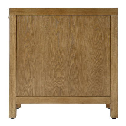 12 in. W Rectangular Wood 1 Door Narrow End Table with Pull-Out Tray, Natural