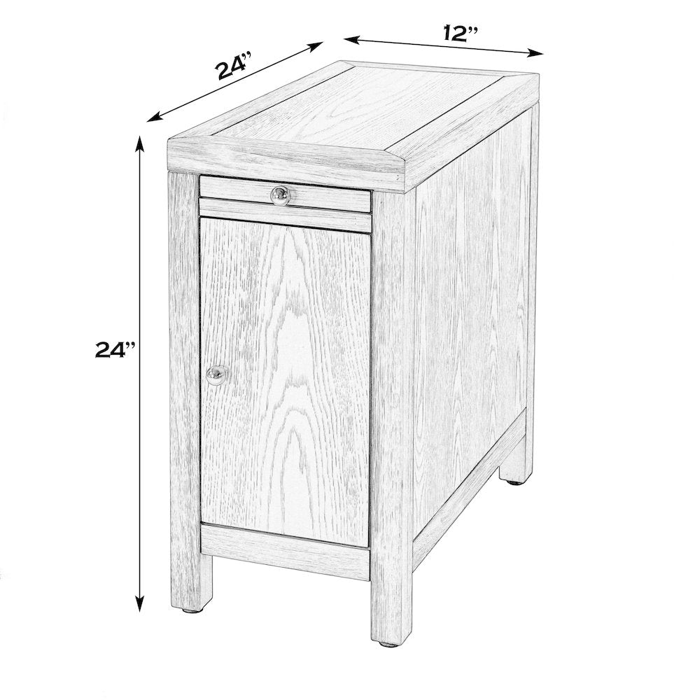 Nora 12 in. W Wood 1 Door End Table with Pull-Out Tray, Sage Green