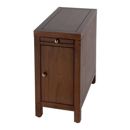 12 in. W Rectangular Wood 1 Door Narrow End Table with Pull-Out Tray