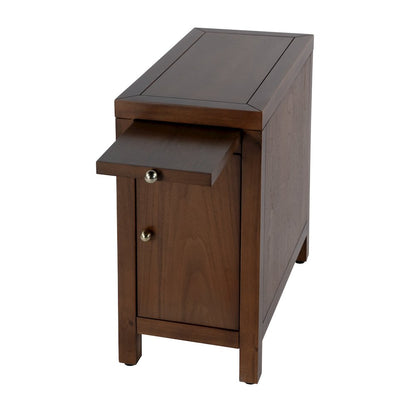 12 in. W Rectangular Wood 1 Door Narrow End Table with Pull-Out Tray