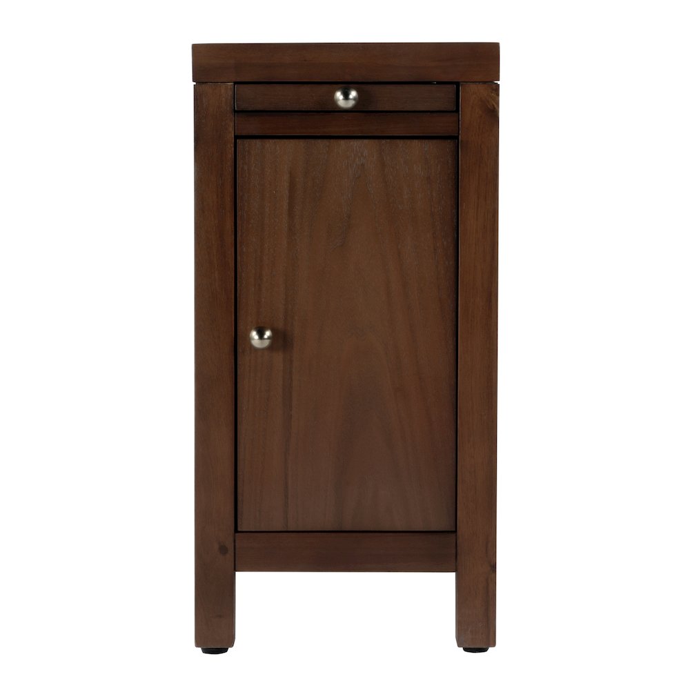12 in. W Rectangular Wood 1 Door Narrow End Table with Pull-Out Tray
