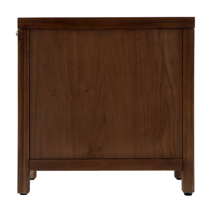 12 in. W Rectangular Wood 1 Door Narrow End Table with Pull-Out Tray