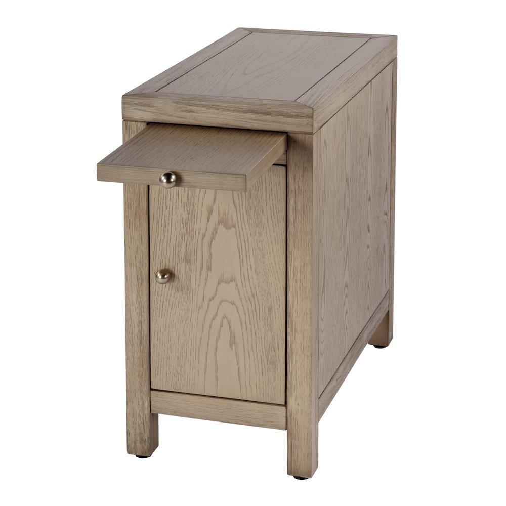 12 in. W Rectangular Wood 1 Door Narrow End Table with Pull-Out Tray