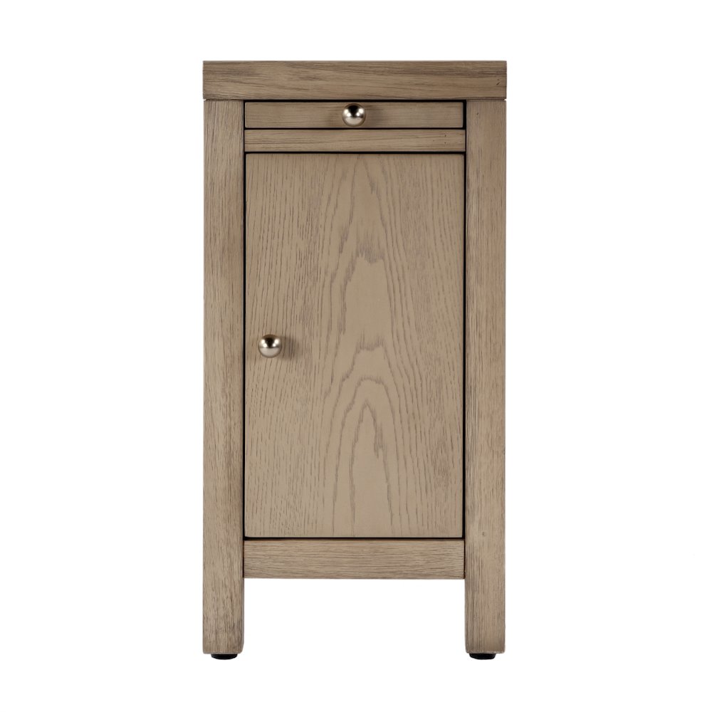 12 in. W Rectangular Wood 1 Door Narrow End Table with Pull-Out Tray