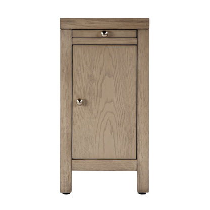 12 in. W Rectangular Wood 1 Door Narrow End Table with Pull-Out Tray