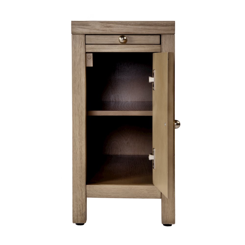 12 in. W Rectangular Wood 1 Door Narrow End Table with Pull-Out Tray