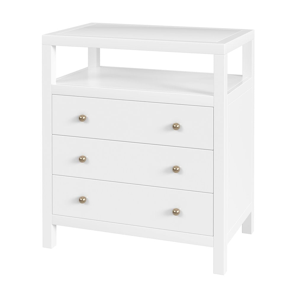 27 in. W Rectangular Wood 3 Drawer Tall Nightstand with Open Shelf on Top