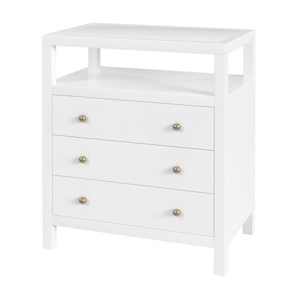 27 in. W Rectangular Wood 3 Drawer Tall Nightstand with Open Shelf on Top