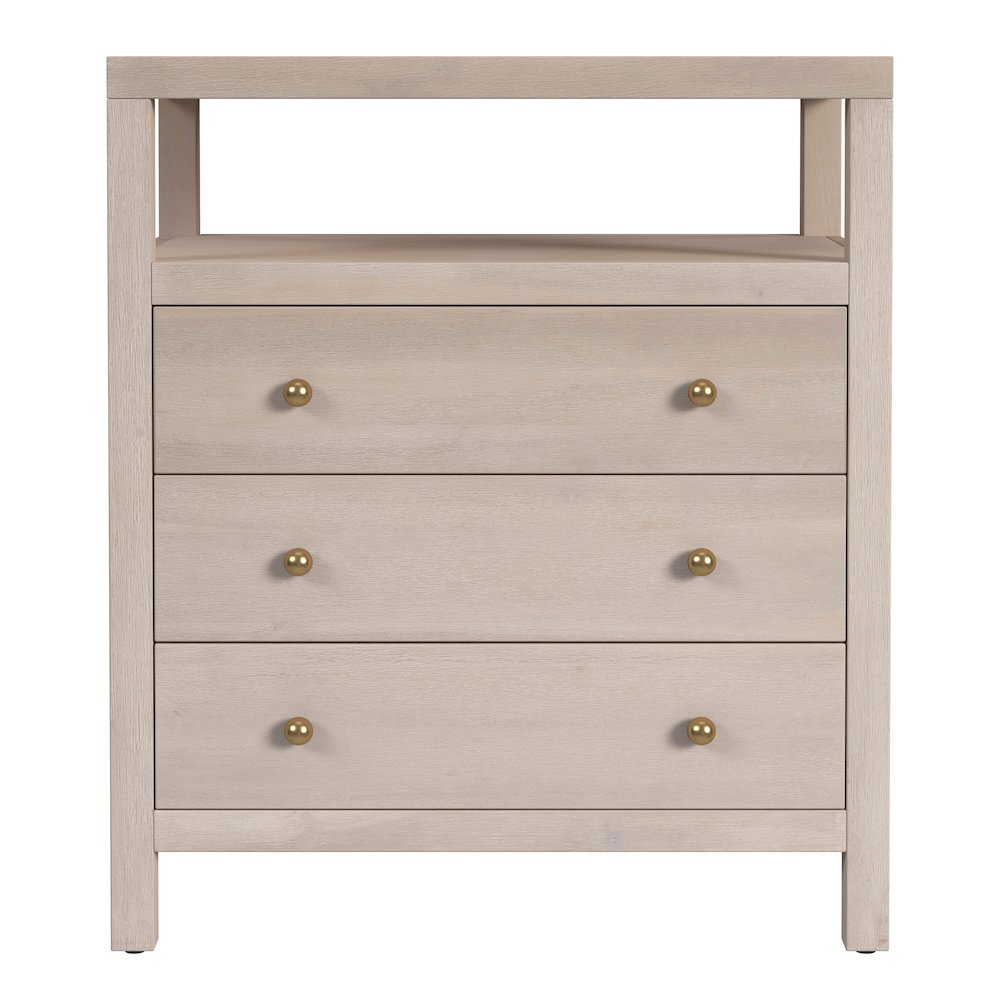 Nora 27 in. W Wood 3 Drawer Tall Nightstand with Shelf, Taupe