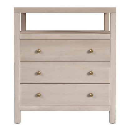 Nora 27 in. W Wood 3 Drawer Tall Nightstand with Shelf, Taupe