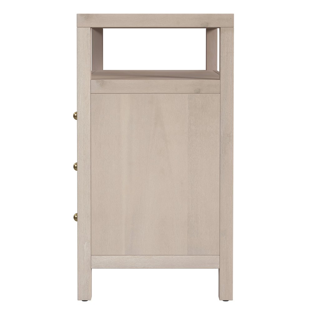 Nora 27 in. W Wood 3 Drawer Tall Nightstand with Shelf, Taupe