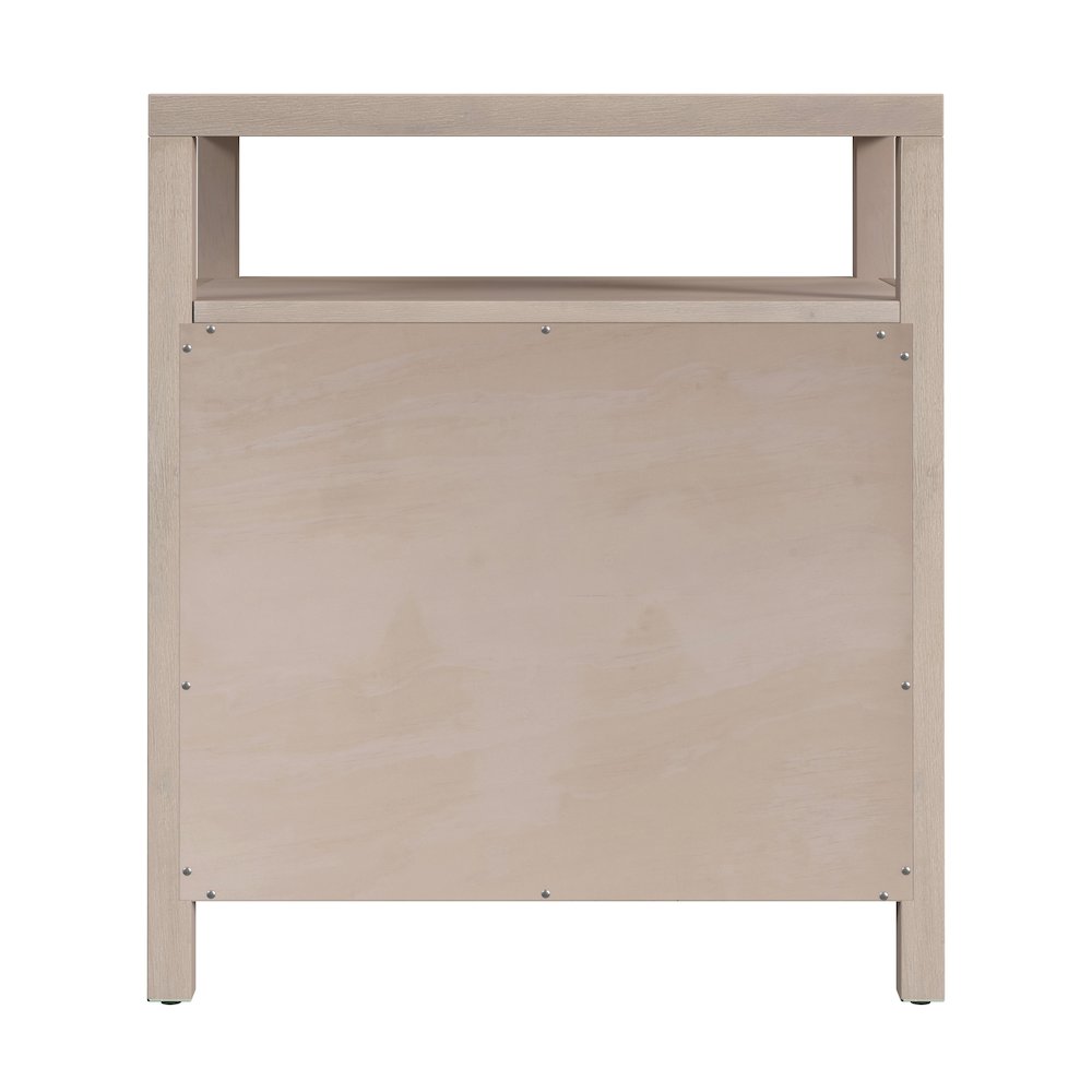 Nora 27 in. W Wood 3 Drawer Tall Nightstand with Shelf, Taupe
