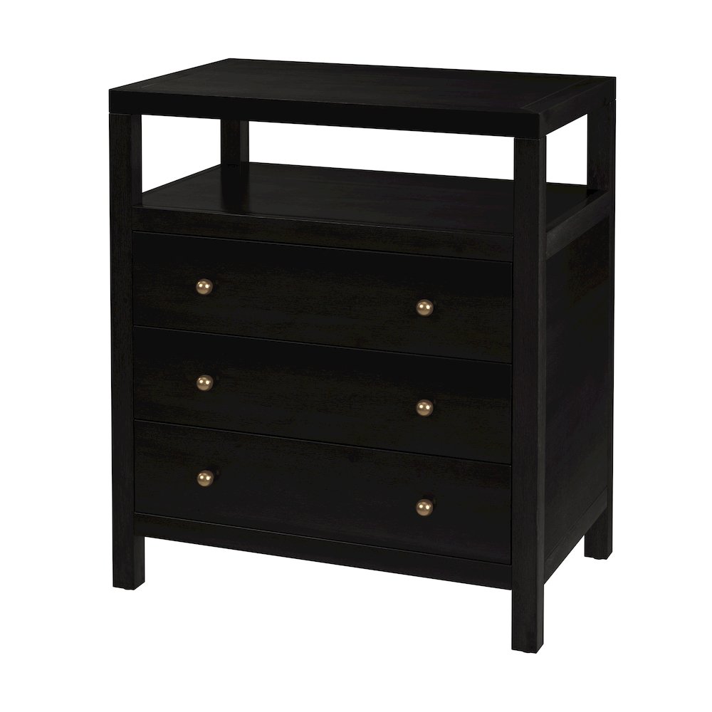 27 in. W Rectangular Wood 3 Drawer Tall Nightstand with Open Shelf on Top