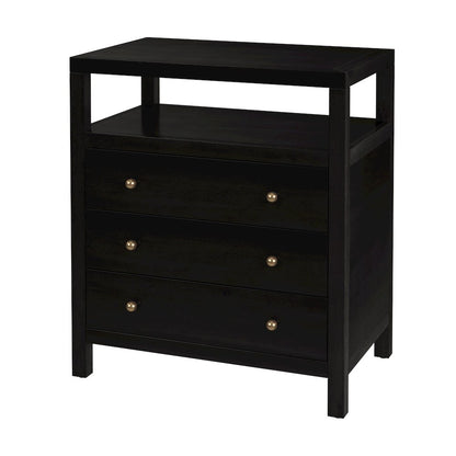 27 in. W Rectangular Wood 3 Drawer Tall Nightstand with Open Shelf on Top
