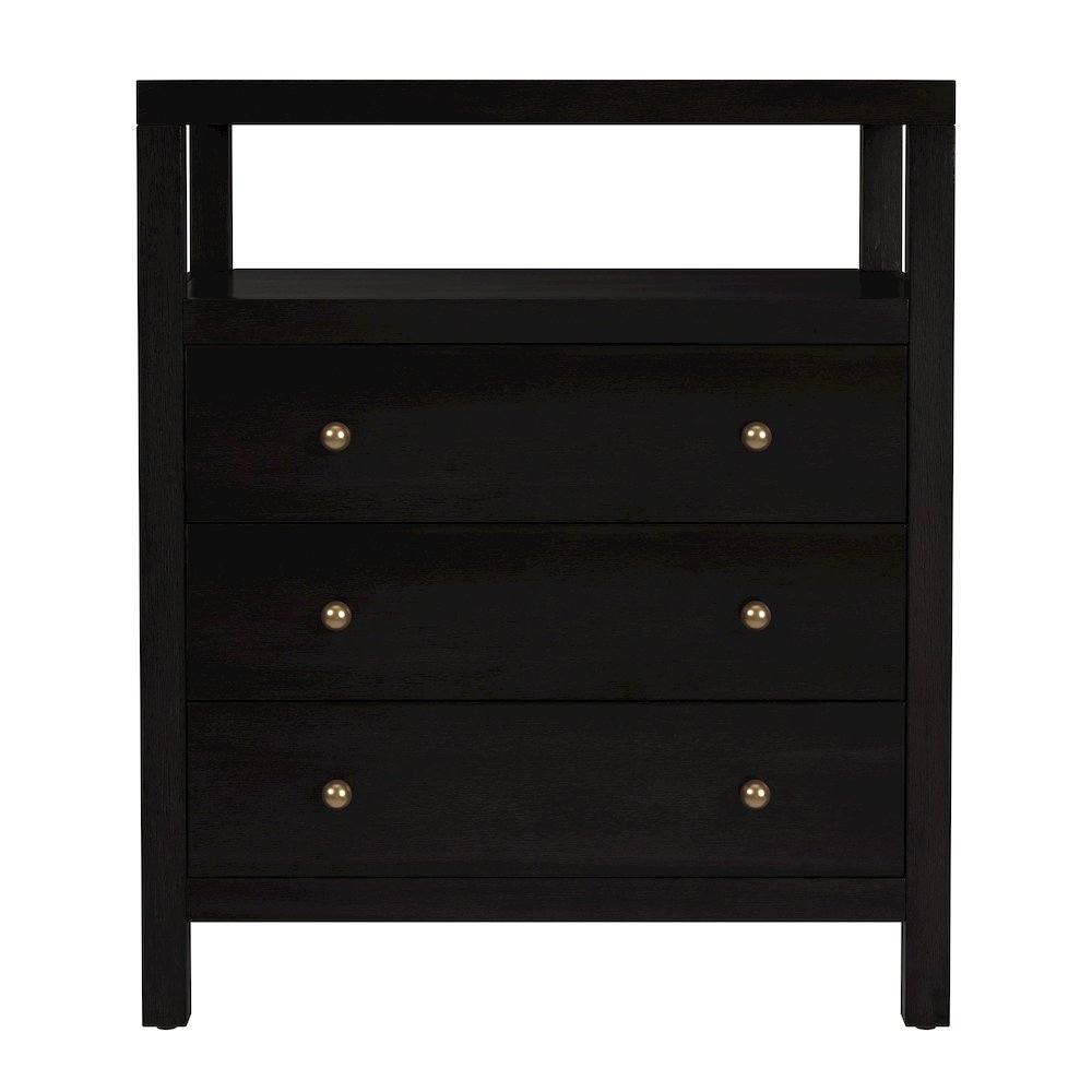27 in. W Rectangular Wood 3 Drawer Tall Nightstand with Open Shelf on Top