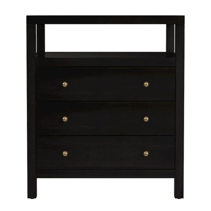 27 in. W Rectangular Wood 3 Drawer Tall Nightstand with Open Shelf on Top