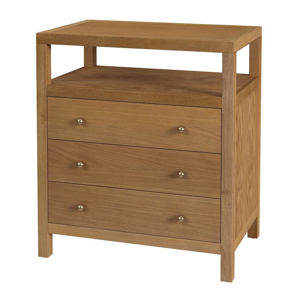27 in. W Rectangular Wood 3 Drawer Tall Nightstand with Open Shelf on Top