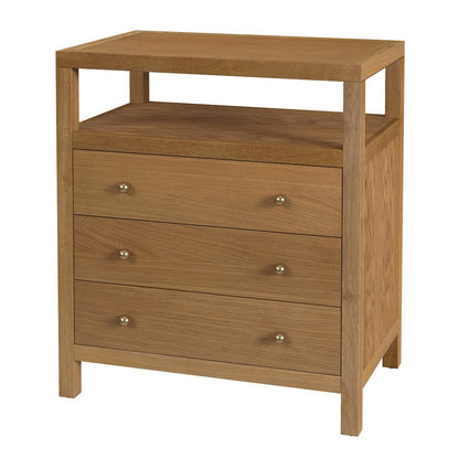 27 in. W Rectangular Wood 3 Drawer Tall Nightstand with Open Shelf on Top