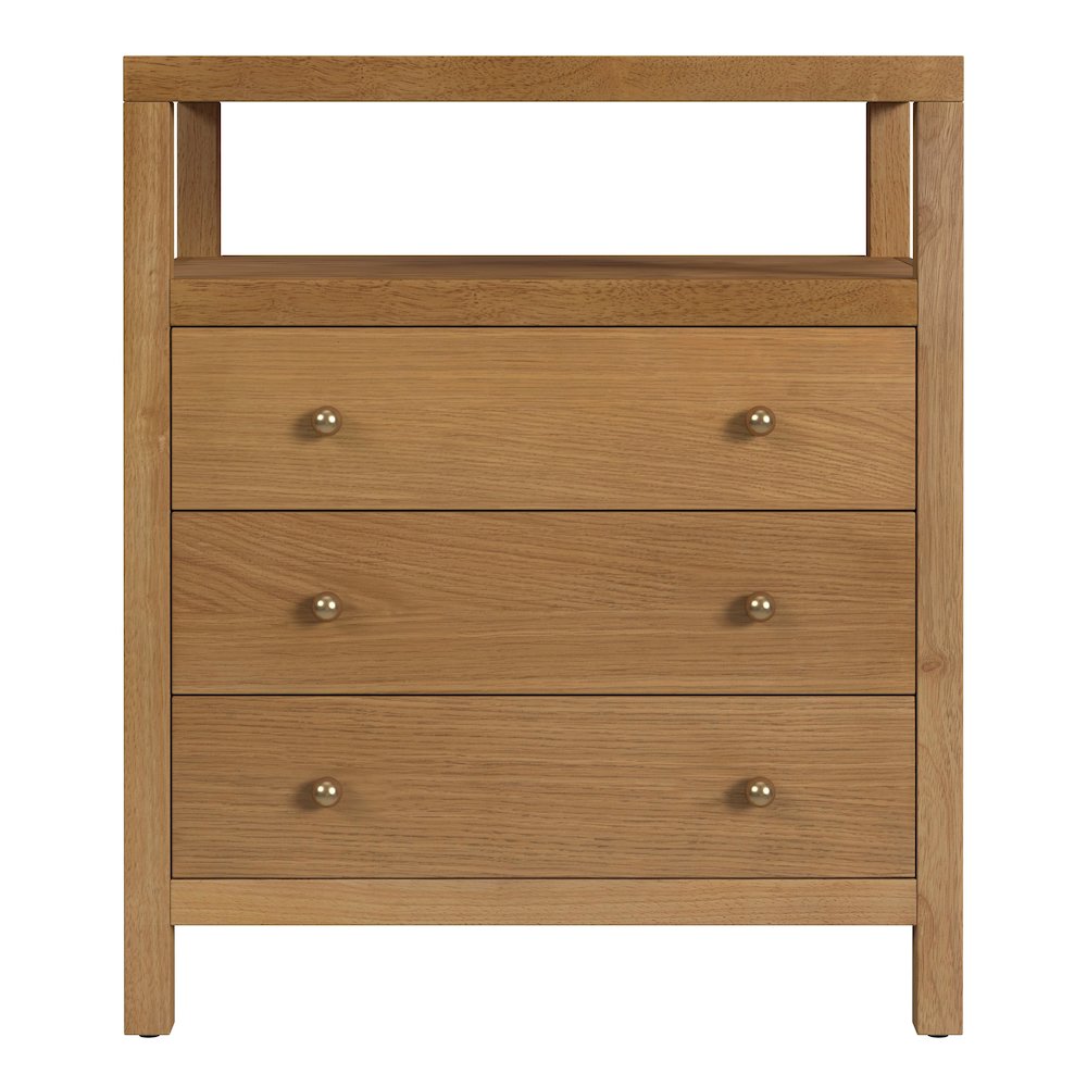 27 in. W Rectangular Wood 3 Drawer Tall Nightstand with Open Shelf on Top