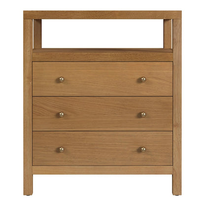 27 in. W Rectangular Wood 3 Drawer Tall Nightstand with Open Shelf on Top