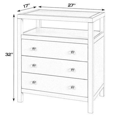 27 in. W Rectangular Wood 3 Drawer Tall Nightstand with Open Shelf on Top